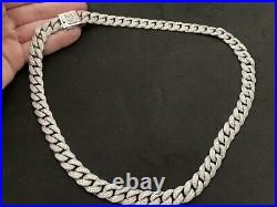 Sterling Silver Icejewlz Cuban Chain Cubic Zirconia. 23 inch