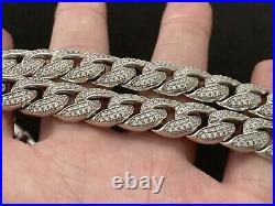 Sterling Silver Icejewlz Cuban Chain Cubic Zirconia. 23 inch