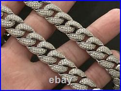 Sterling Silver Icejewlz Cuban Chain Cubic Zirconia. 23 inch