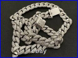 Sterling Silver Icejewlz Cuban Chain Cubic Zirconia. 23 inch