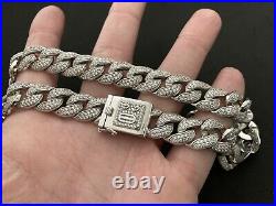 Sterling Silver Icejewlz Cuban Chain Cubic Zirconia. 23 inch