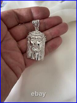 Sterling Silver Jesus Christ Face CZ Pendant 17.00 Grams- Hight 55mm Pendant