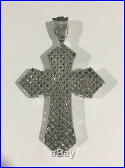 Sterling Silver Large Cross Pendant With Yellow And White Cubic Zirconia Stones