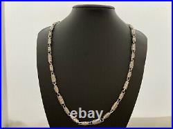 Sterling Silver Long Cubic Zirconia Chain. 31 inch. UK Hallmark