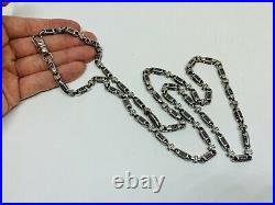 Sterling Silver Long Cubic Zirconia Chain. 36 inch. Black and White Stones