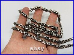 Sterling Silver Long Cubic Zirconia Chain. 36 inch. Black and White Stones