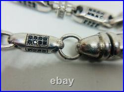 Sterling Silver Long Cubic Zirconia Chain. 36 inch. Black and White Stones