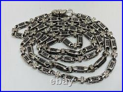 Sterling Silver Long Cubic Zirconia Chain. 36 inch. Black and White Stones