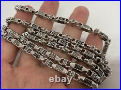Sterling Silver Long Cubic Zirconia Chain. 37 inch. Black and White Stones