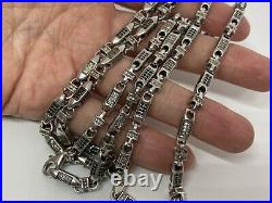 Sterling Silver Long Cubic Zirconia Chain. 37 inch. Black and White Stones