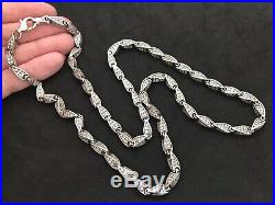 Sterling Silver Long Four Sided Link Cubic Zirconia Chain. 29 inch