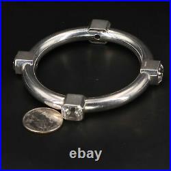 Sterling Silver M+J SAVITT Modernist CZ Cubic Zirconia 8 Bangle Bracelet 63g