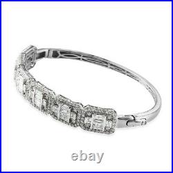 Sterling Silver Made with Finest Cubic Zirconia Bangle Cuff Bracelet Ct 12.8