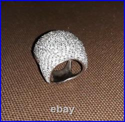 Sterling Silver Micro Pave Big Cocktail Ring White Cubic Zirconia NWB size 7
