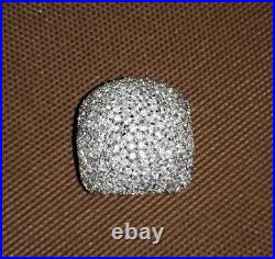 Sterling Silver Micro Pave Big Cocktail Ring White Cubic Zirconia NWB size 7