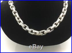 Sterling Silver Micro Paved Cubic Zirconia Open Square Link Chain (26)