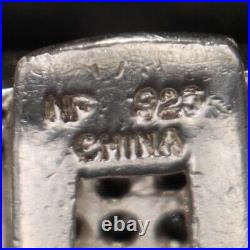Sterling Silver Modern Cubic Zirconia & Black Tourmaline 6.75 Bracelet 48g