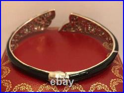 Sterling Silver Onyx Enamel Lab Created Cubic Zirconia CZ Cuff 925 Bracelet 6.5