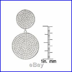 Sterling Silver Pave Cubic Zirconia Circles Womens Dangle Earrings