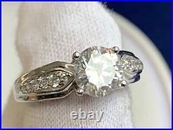 Sterling Silver Platinum Plated Cubic Zirconia Ring 5.1g Fine Jewelry Sz 8 CZ