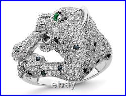 Sterling Silver Polished Simulated Cubic Zirconia Cheetah Ring