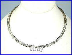 Sterling Silver Princess Square Cubic Zirconia Cz 16.5 Tennis Necklace