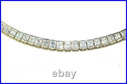 Sterling Silver Princess Square Cubic Zirconia Cz 16.5 Tennis Necklace