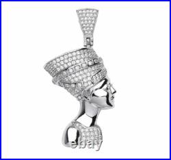 Sterling Silver Queen Nefertiti Stone Set Pendant with Cubic Zirconia