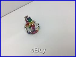 Sterling Silver & Rainbow Baguette Cubic Zirconia Hoop Earrings