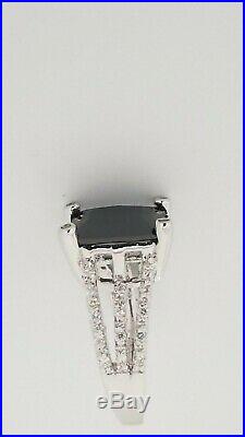 Sterling Silver Rectangle Onyx CZ Ring 11X9 Onyx 30 Cubic Zirconia Size 8 and 9