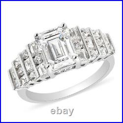 Sterling Silver Rhodium Over Made with Finest Cubic Zirconia Ring Size 5 Ct 6.8