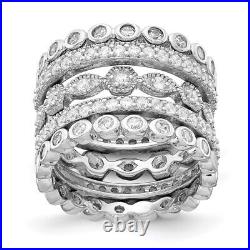 Sterling Silver Rhodium-plated Cubic Zirconia 5 Piece Eternity Ring Set Size 7