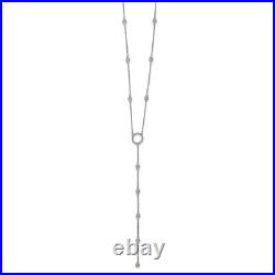 Sterling Silver Rhodium-plated Cubic Zirconia Y-Drop 16 Necklace with 2in ext