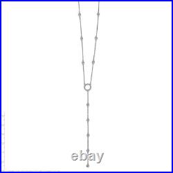 Sterling Silver Rhodium-plated Cubic Zirconia Y-Drop 16 Necklace with 2in ext