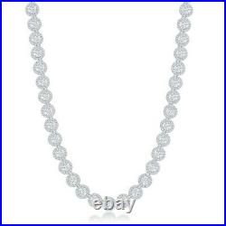 Sterling Silver Round Halo Cubic Zirconia Tennis Necklace