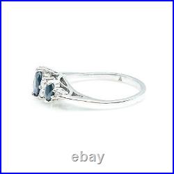 Sterling Silver Sapphire & Cubic Zirconia Ring Size 6