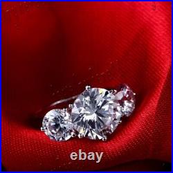 Sterling Silver Shining Bridal Engagement Party Ring Three Stone Cubic Zirconia