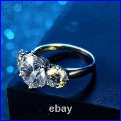 Sterling Silver Shining Bridal Engagement Party Ring Three Stone Cubic Zirconia