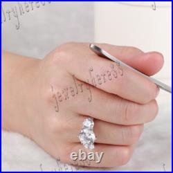 Sterling Silver Shining Bridal Engagement Party Ring Three Stone Cubic Zirconia