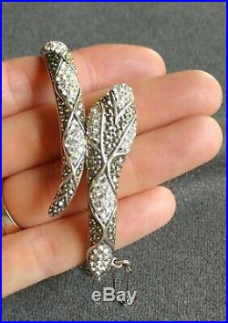 Sterling Silver Snake Serpent Bracelet Marcasite & Cubic Zirconia 925 Fantastic