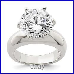 Sterling Silver Solitaire Round Cubic Zirconia Ring Size 6