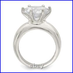 Sterling Silver Solitaire Round Cubic Zirconia Ring Size 6