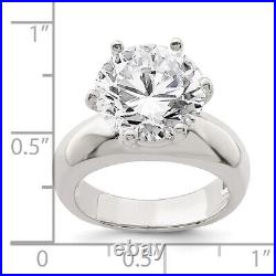 Sterling Silver Solitaire Round Cubic Zirconia Ring Size 6