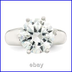Sterling Silver Solitaire Round Cubic Zirconia Ring Size 6