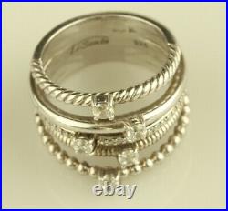 Sterling Silver Stackable Ti Sento Milano Woman's Ring Cubic Zirconia size 8