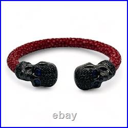 Sterling Silver Stingray, Color Stone, and Black Cubic Zirconia Bangle Bracelet