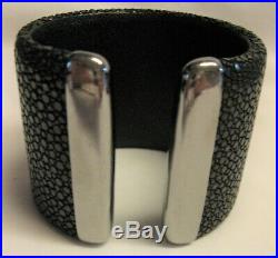 Sterling Silver Stingray Cuff Bracelet Pave Cubic Zirconia Starburst $825