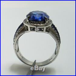 Sterling Silver Synthetic Blue Spinel With Cubic Zirconia Accents Ring Size 8