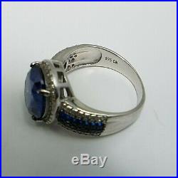 Sterling Silver Synthetic Blue Spinel With Cubic Zirconia Accents Ring Size 8