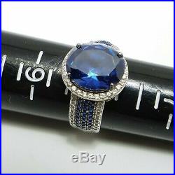 Sterling Silver Synthetic Blue Spinel With Cubic Zirconia Accents Ring Size 8